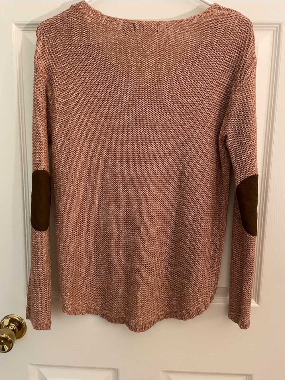 Women's Dusty Rose Knit Sweater with Elbow Patches